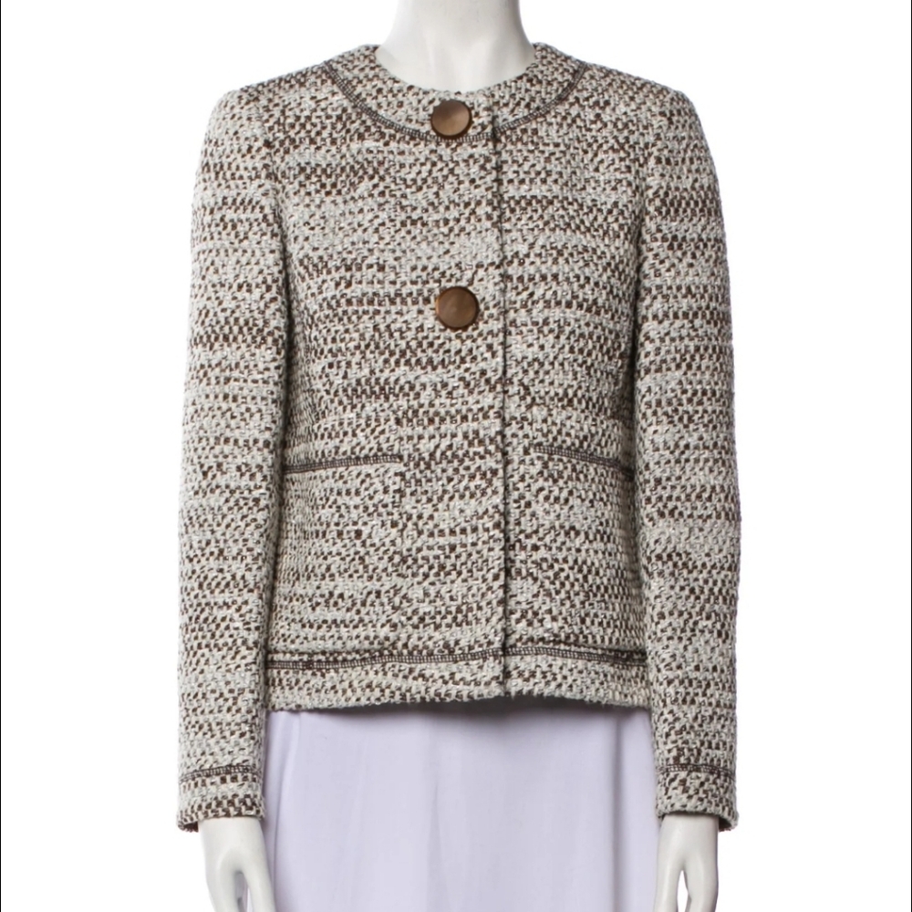 Lafayette 148 Plus Women\'s Cream and Brown Jacket